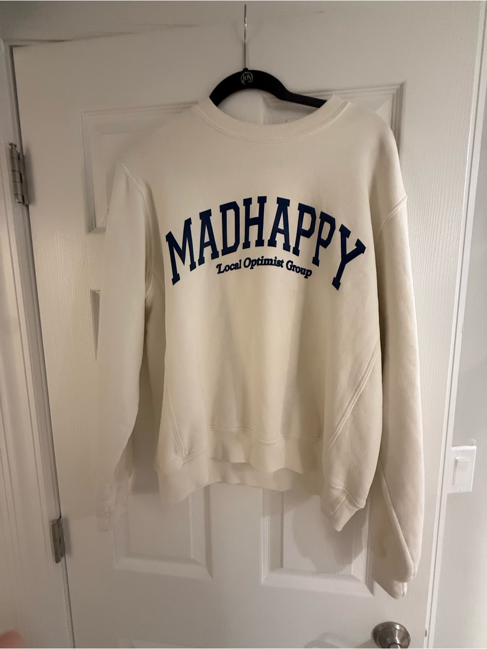 Madhappy Cream Crewneck with Navy Logo